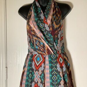 Jealous Tomato Women Tribal Backless Wide Leg Jumpsuit Size SM for tall women